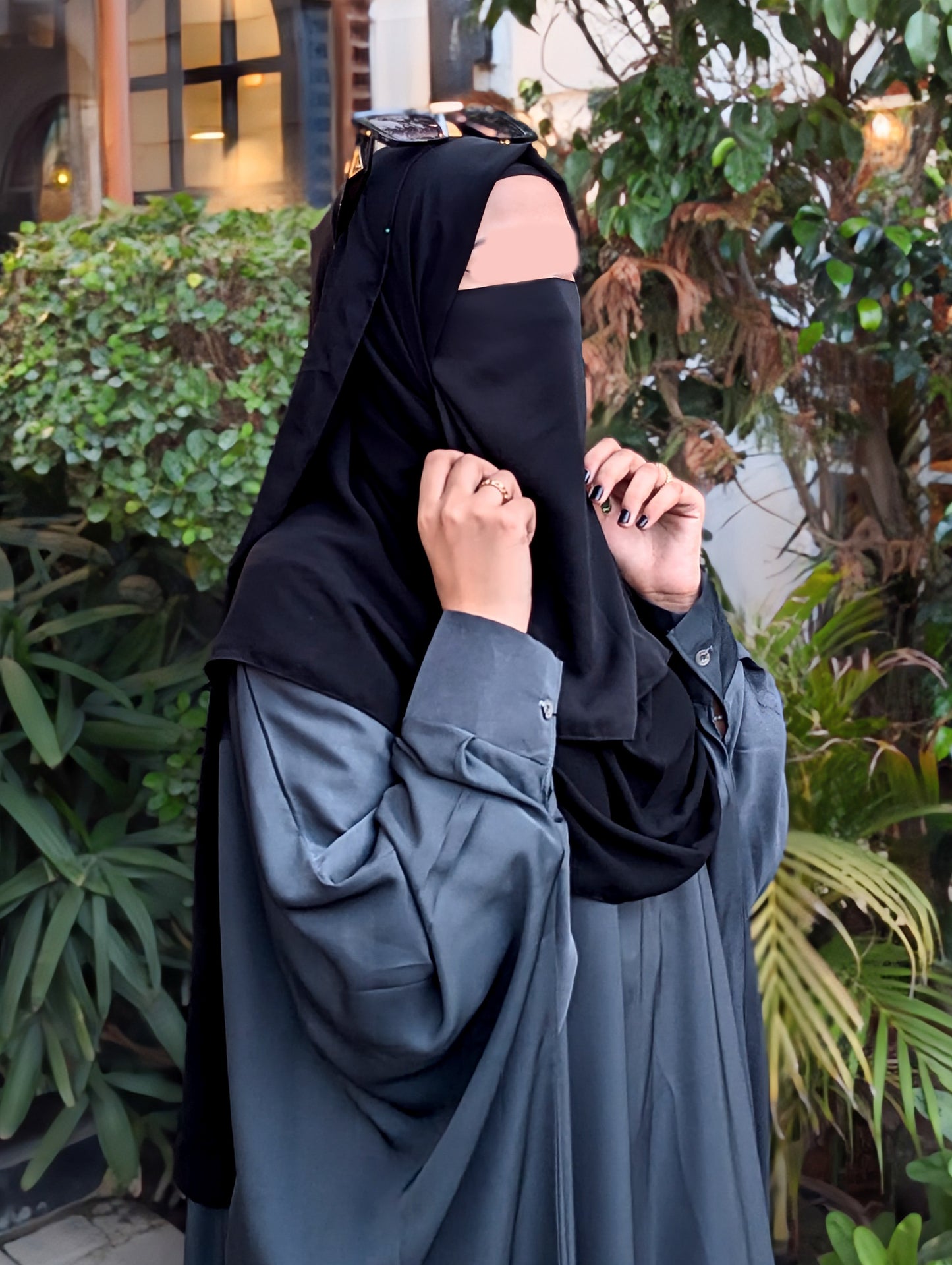 Handle Kaftan Abaya Stone Blue