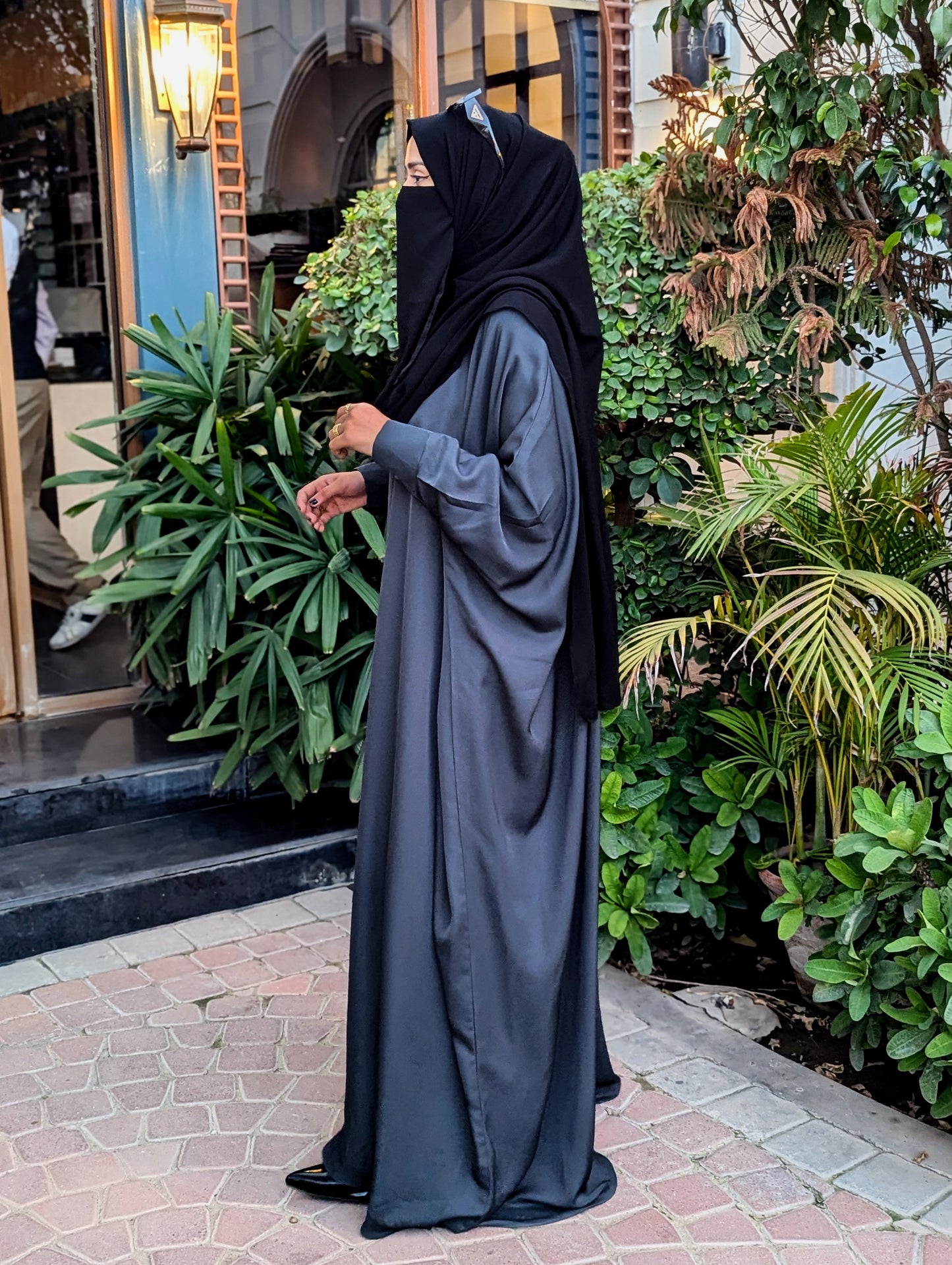 Handle Kaftan Abaya Stone Blue