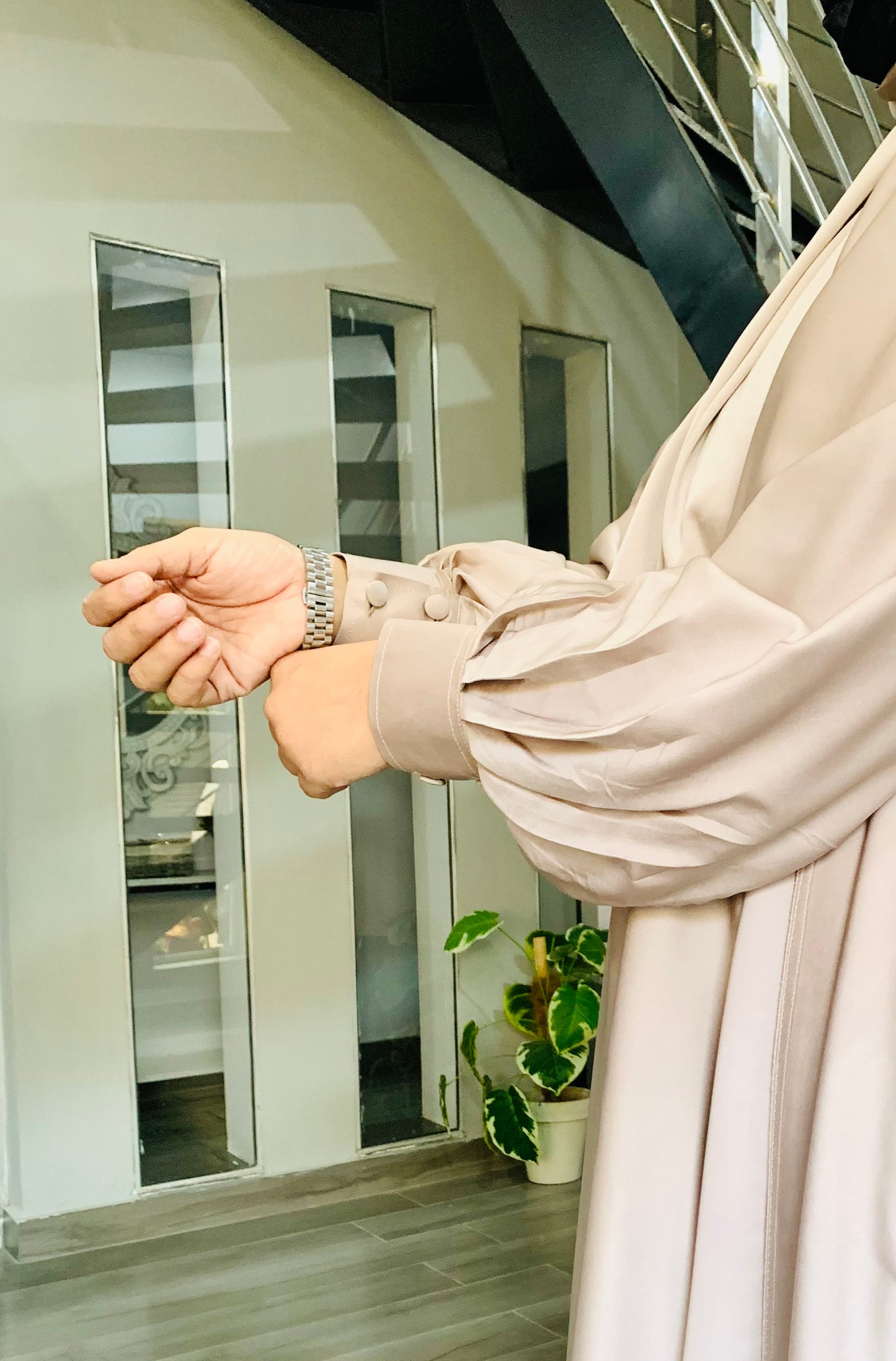 ELIF ABAYA -  3 PC SET - SILVER BAIGE