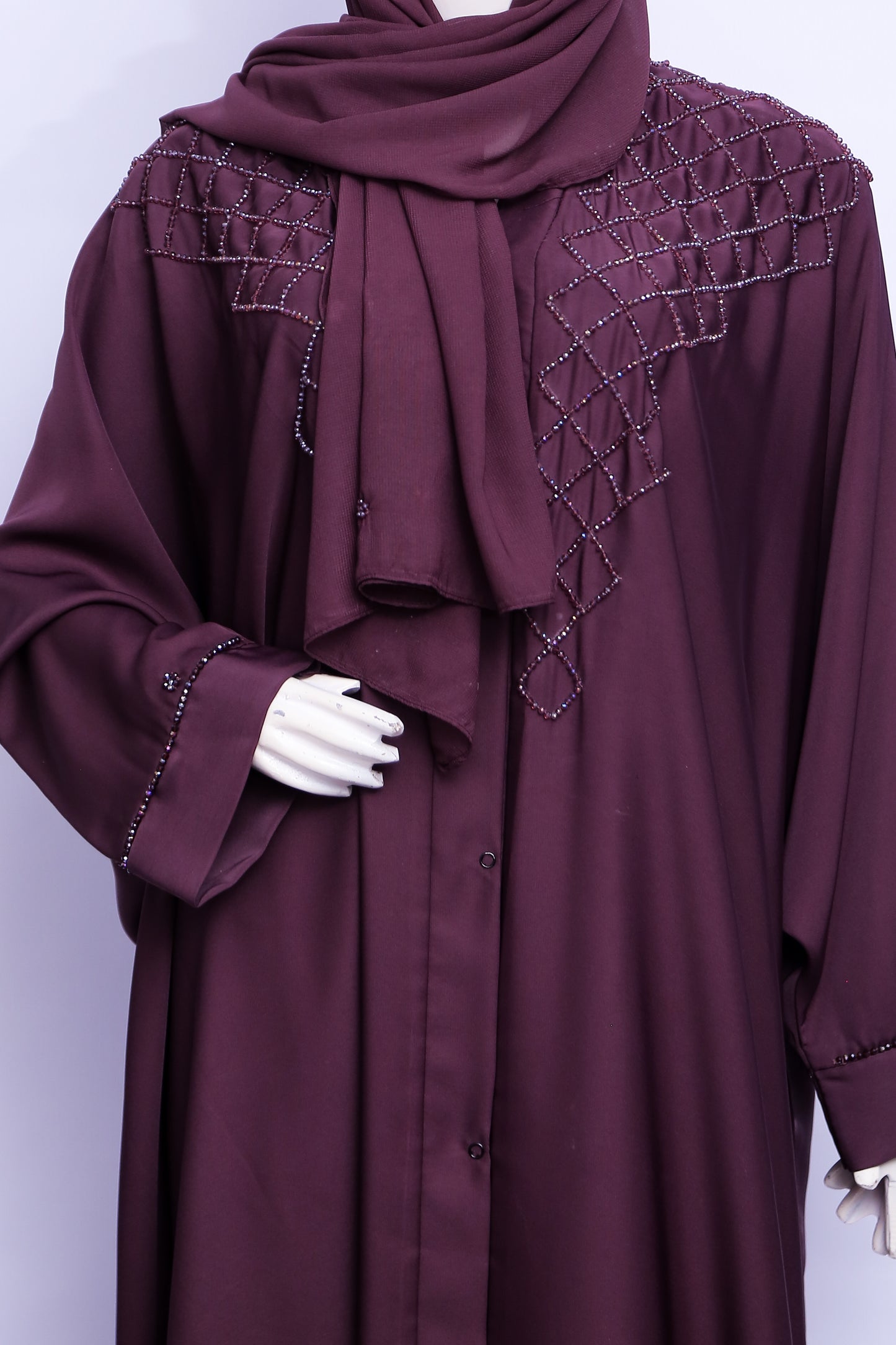 Zlem Beadwork Kaftan 2 PC Set French Lilac