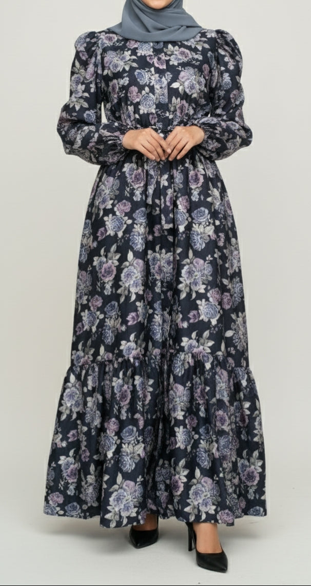 FLORAL SATIN MAXI