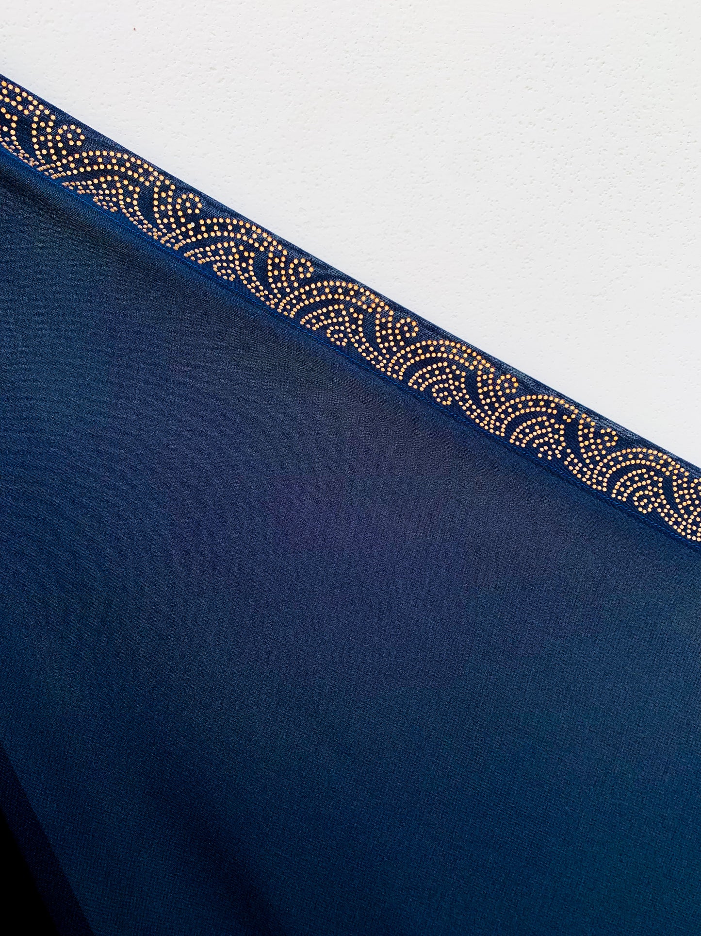 CHIFFON SHAWL EMBELLISHMENTS – LARGE SIZE NEVY BLUE