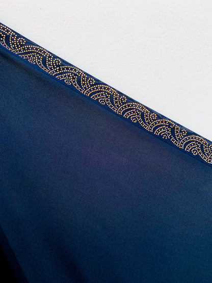 CHIFFON SHAWL EMBELLISHMENTS – LARGE SIZE NEVY BLUE