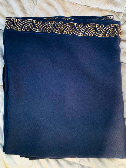 CHIFFON SHAWL EMBELLISHMENTS – LARGE SIZE NEVY BLUE