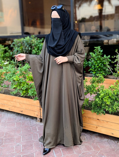 Hande Kaftan Abaya Army Brown