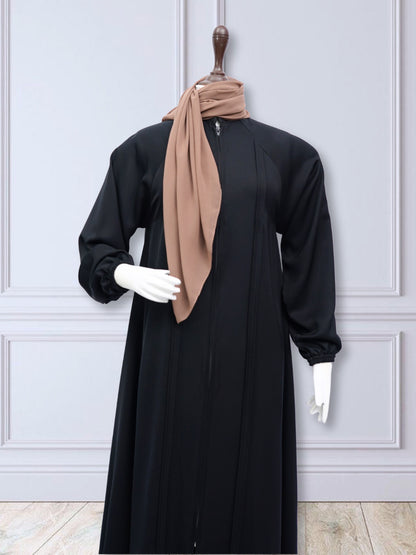 Alara Zipper Abaya Black