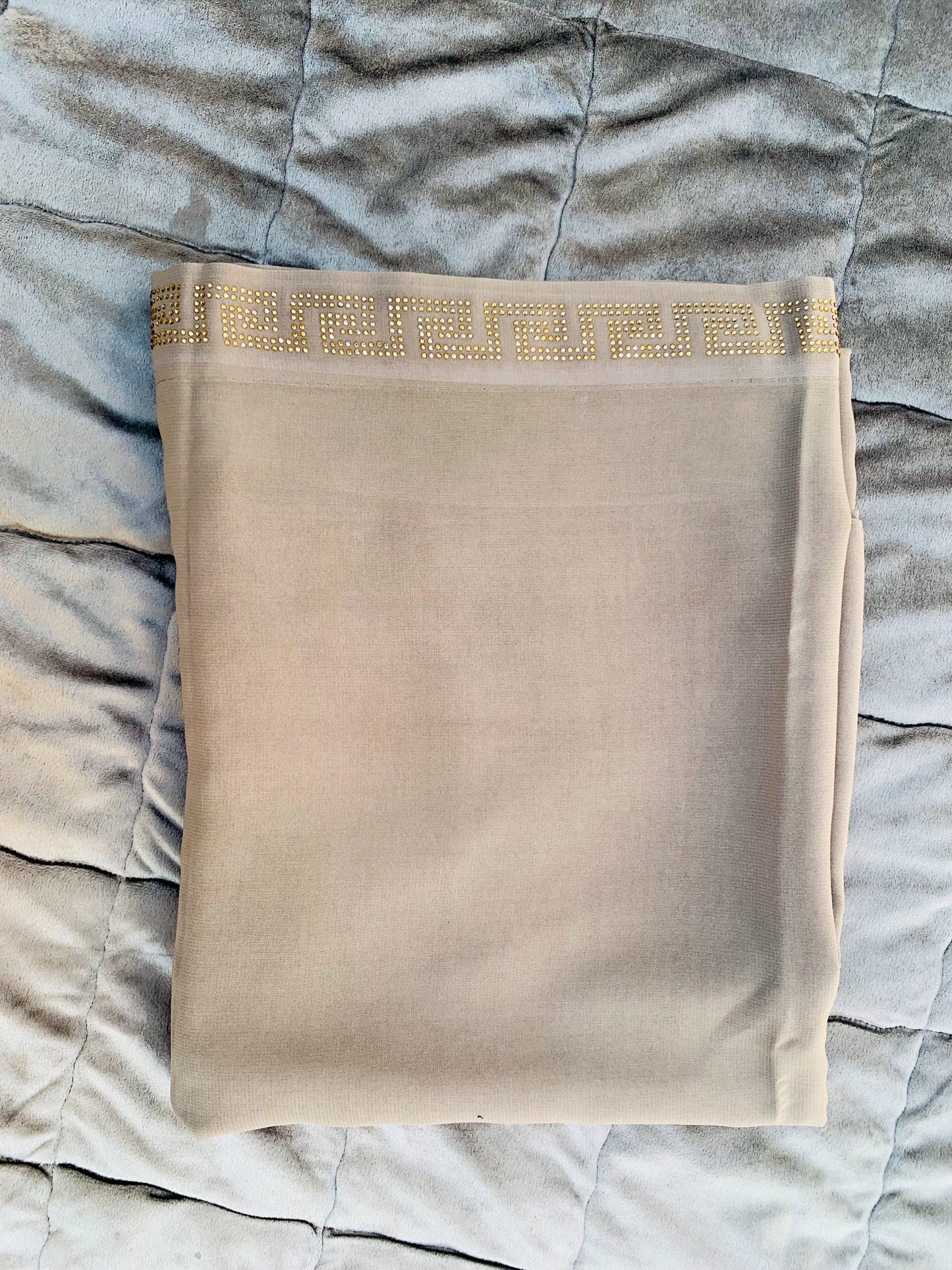 CHIFFON SHAWL EMBELLISHMENTS – LARGE SIZE  BAIGE