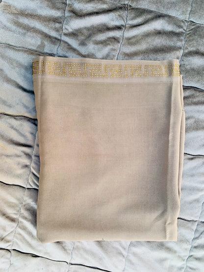 CHIFFON SHAWL EMBELLISHMENTS – LARGE SIZE  BAIGE