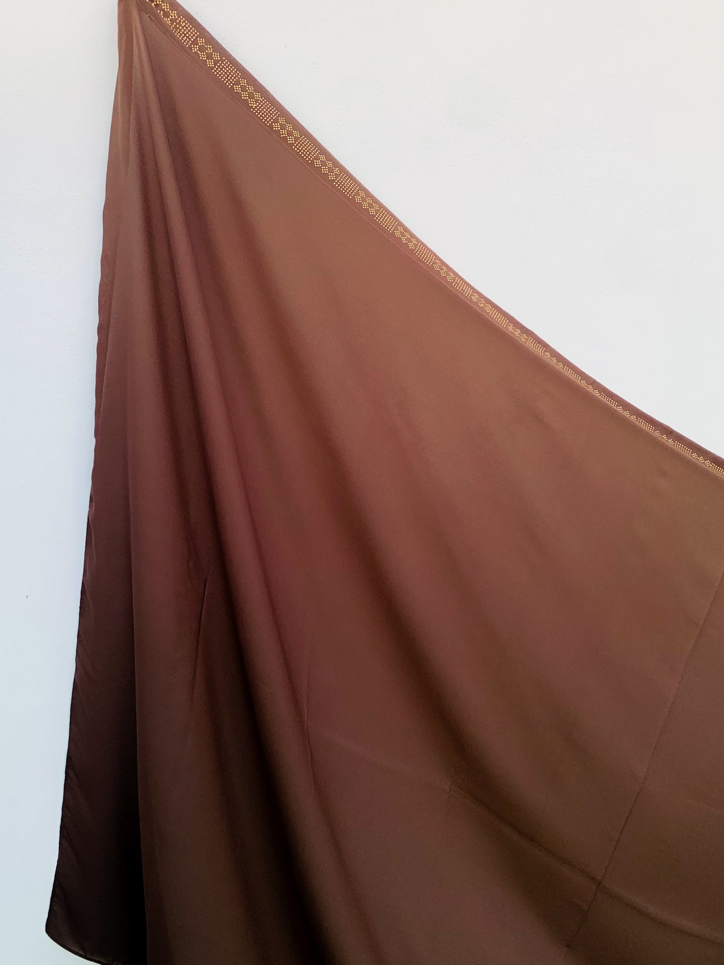 CHIFFON SHAWL EMBELLISHMENTS – LARGE SIZE  UMBER BROWN