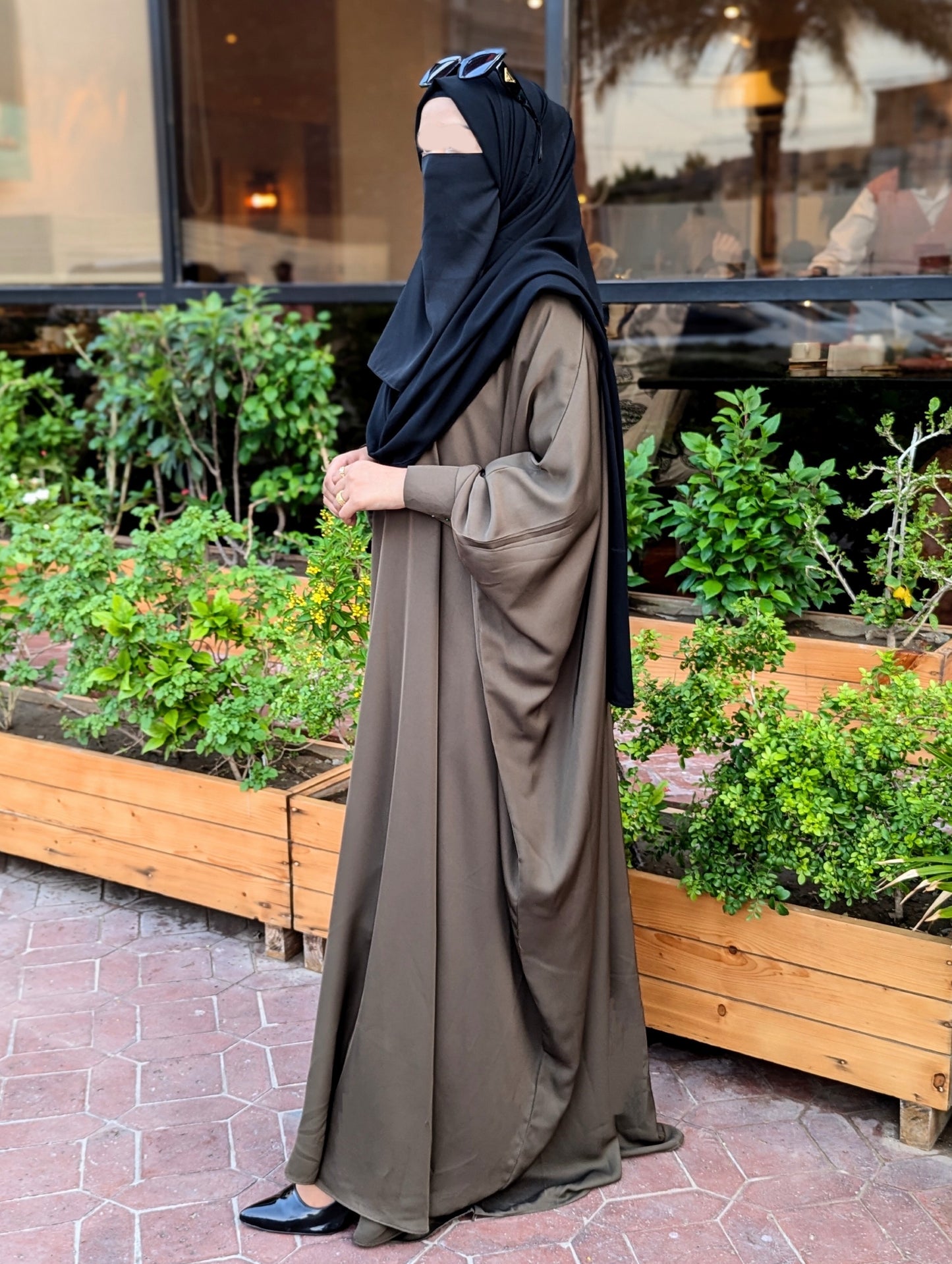 Hande Kaftan Abaya Army Brown