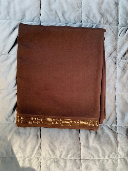 CHIFFON SHAWL EMBELLISHMENTS – LARGE SIZE  UMBER BROWN