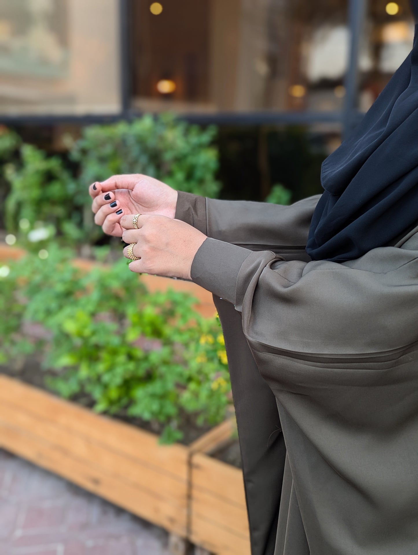 Hande Kaftan Abaya Army Brown