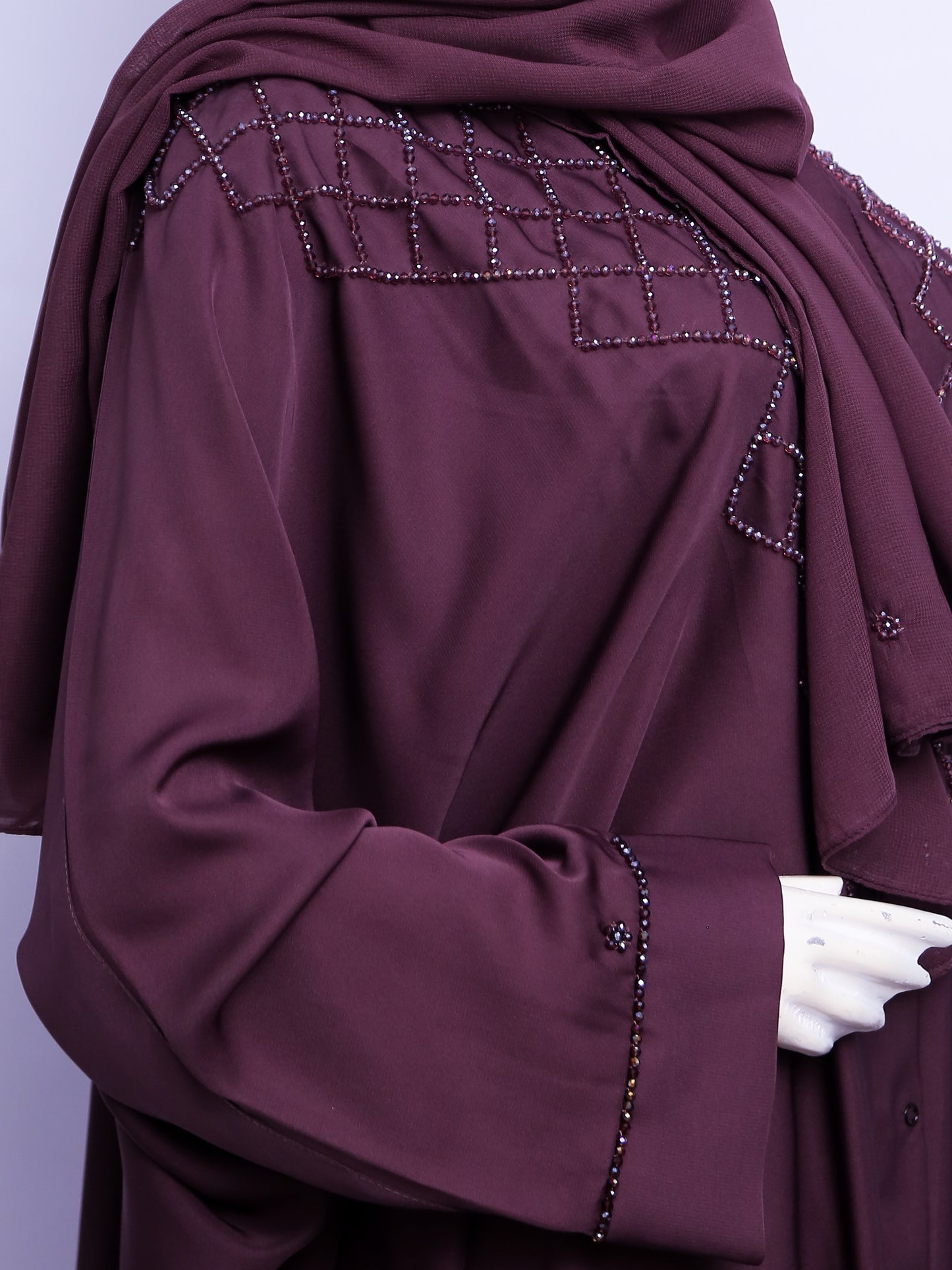 Zlem Beadwork Kaftan 2 PC Set French Lilac