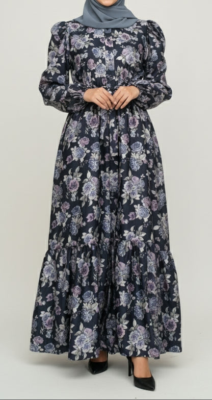 FLORAL SATIN MAXI