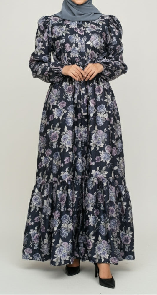 FLORAL SATIN MAXI